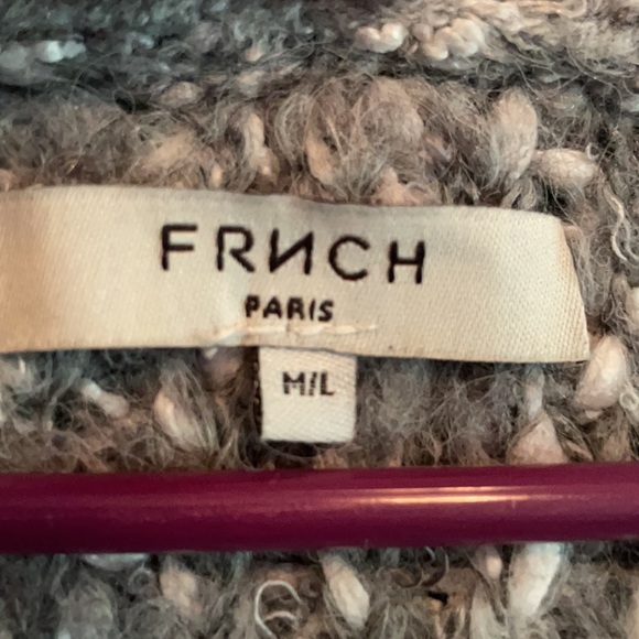 FRNCH Paris chunky knit gray cardigan sweater medium large - Picture 4 of 7